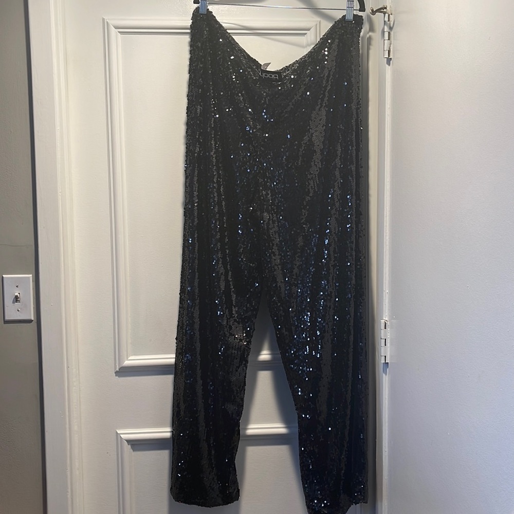 Boohoo Curve Sequin Wide Leg Pants